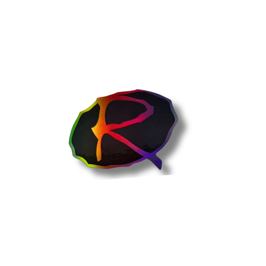 Rampworx "R" Sticker, Shiny Black/Rainbow Accessories Rampworx Skatepark