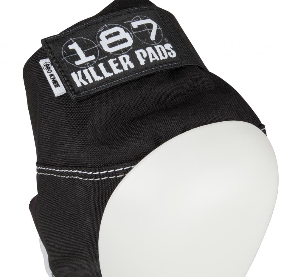 187 Killer Pads Pro Knee Pads, Black/White Protection 187