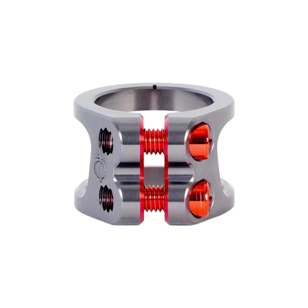 Oath Carcass 2 Bolt Clamp, Red/Titanium Scooter Clamps Oath