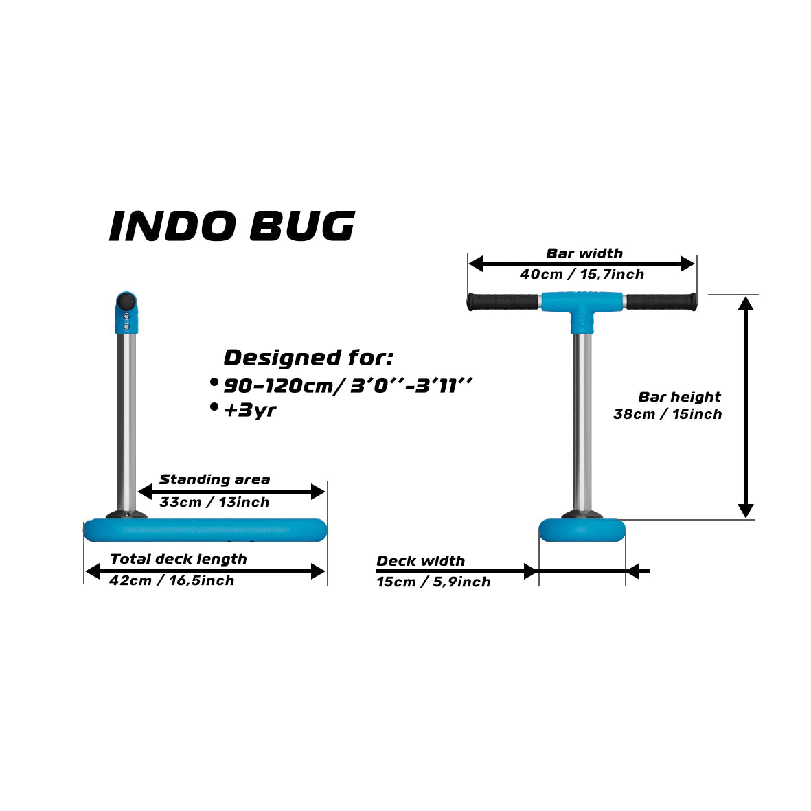 Indo Bug Trampoline Scooter, Blue Complete Scooters INDO