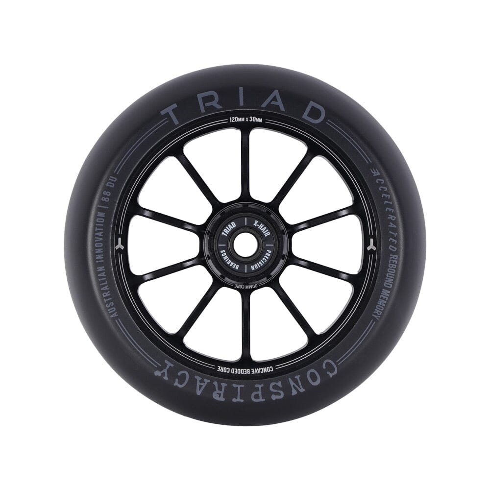 Triad Conspiracy Scooter Wheels 120mm x 30mm (Pair), Ano Black Scooter Parts Triad