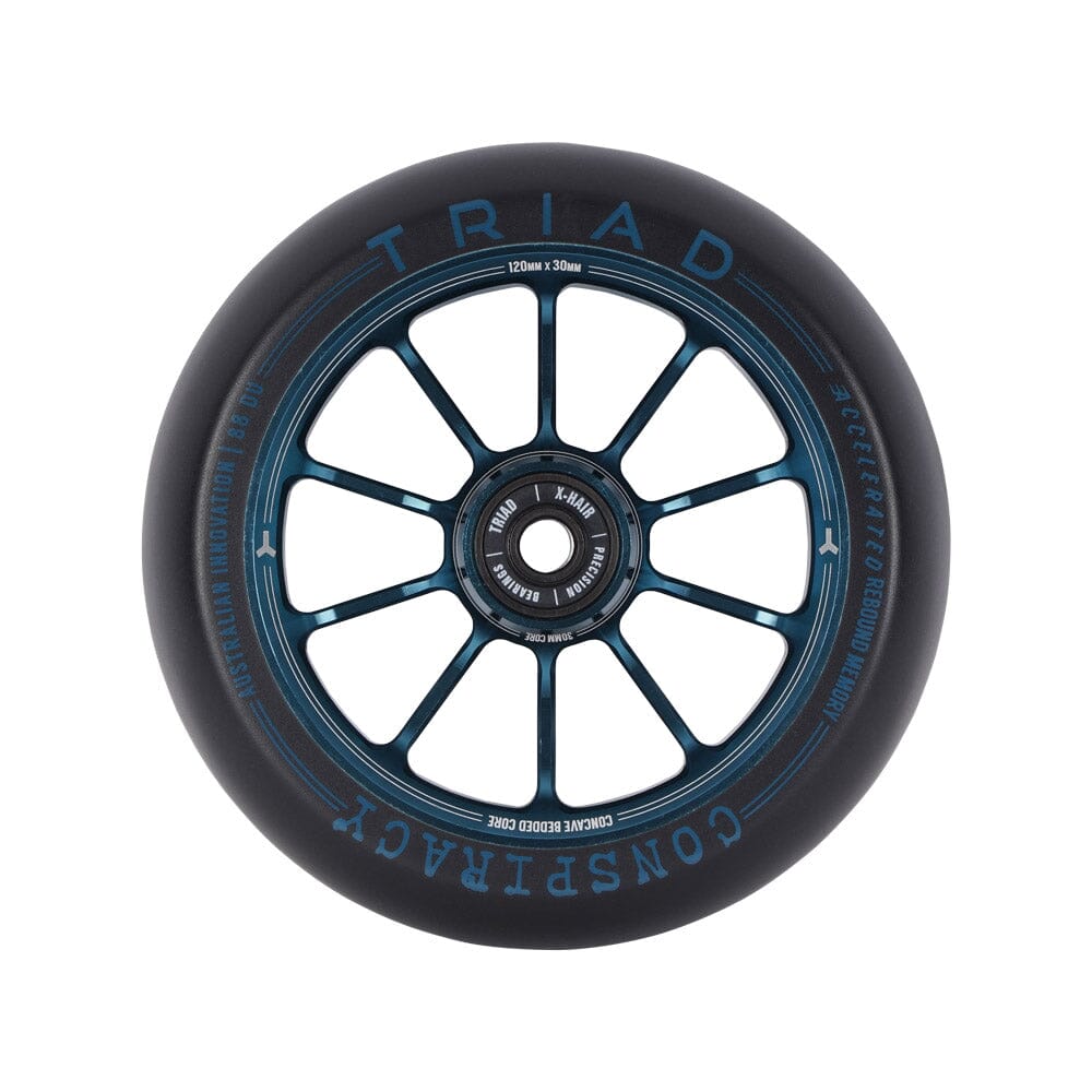 Triad Conspiracy Scooter Wheels 120mm x 30mm (Pair), Ano Blue Scooter Parts Triad