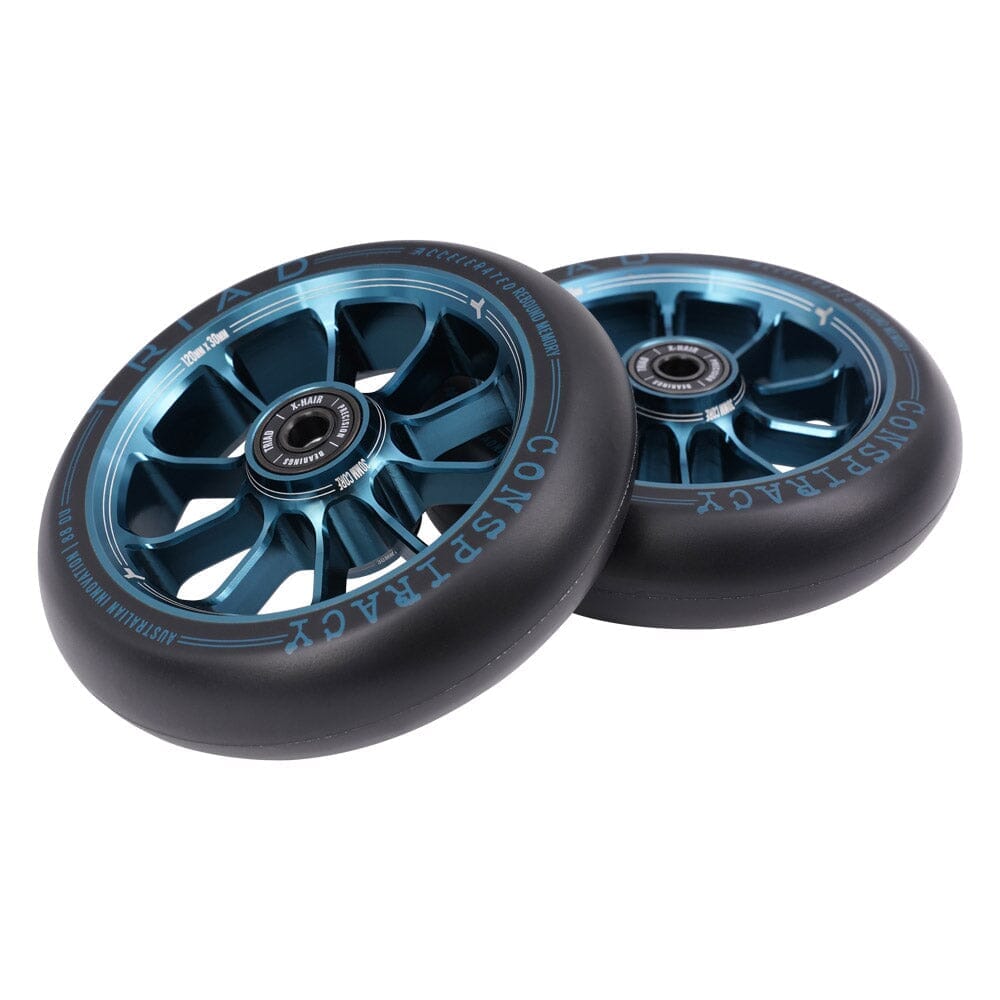Triad Conspiracy Scooter Wheels 120mm x 30mm (Pair), Ano Blue Scooter Parts Triad