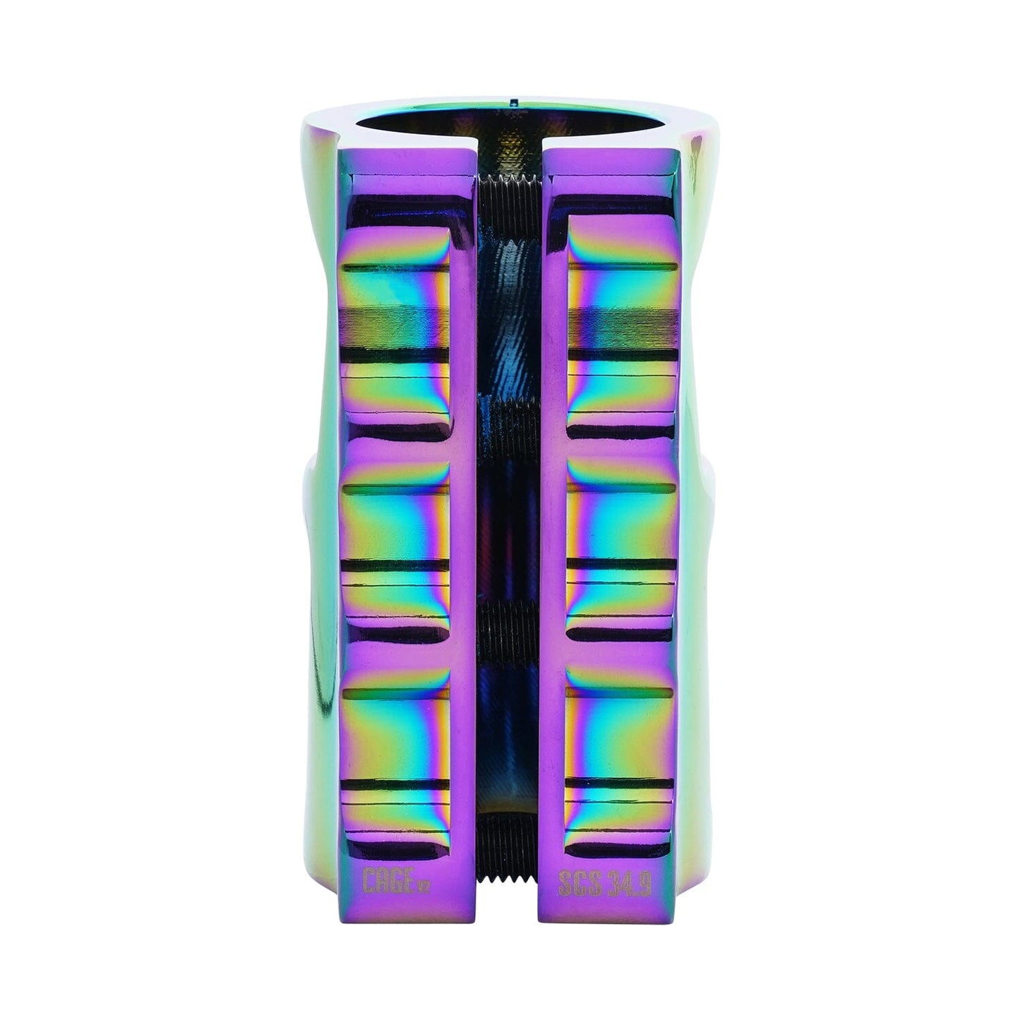 Oath Cage V2 SCS 4 Bolt Scooter Clamp, Neo Chrome Scooter Clamps Oath