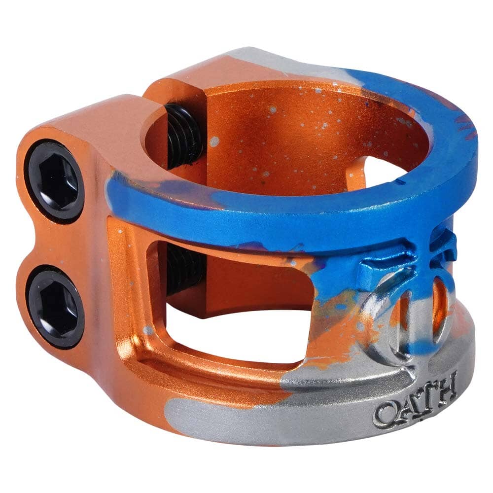 Oath Cage V2 Alloy HIC/IHC Scooter Clamp, Orange/Blue/Titanium Scooter Clamps Oath