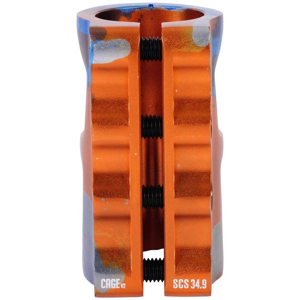 Oath Cage V2 SCS 4 Bolt Scooter Clamp, Orange/Blue/Titanium Scooter Clamps Oath