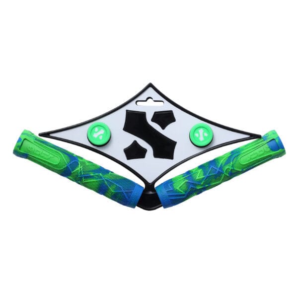 Sacrifice Spy Scooter Grips, Blue/Green scooter grips Sacrifice