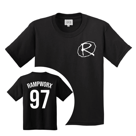 Rampworx '97' Youth T-Shirt, Black/White Clothing Rampworx Skatepark