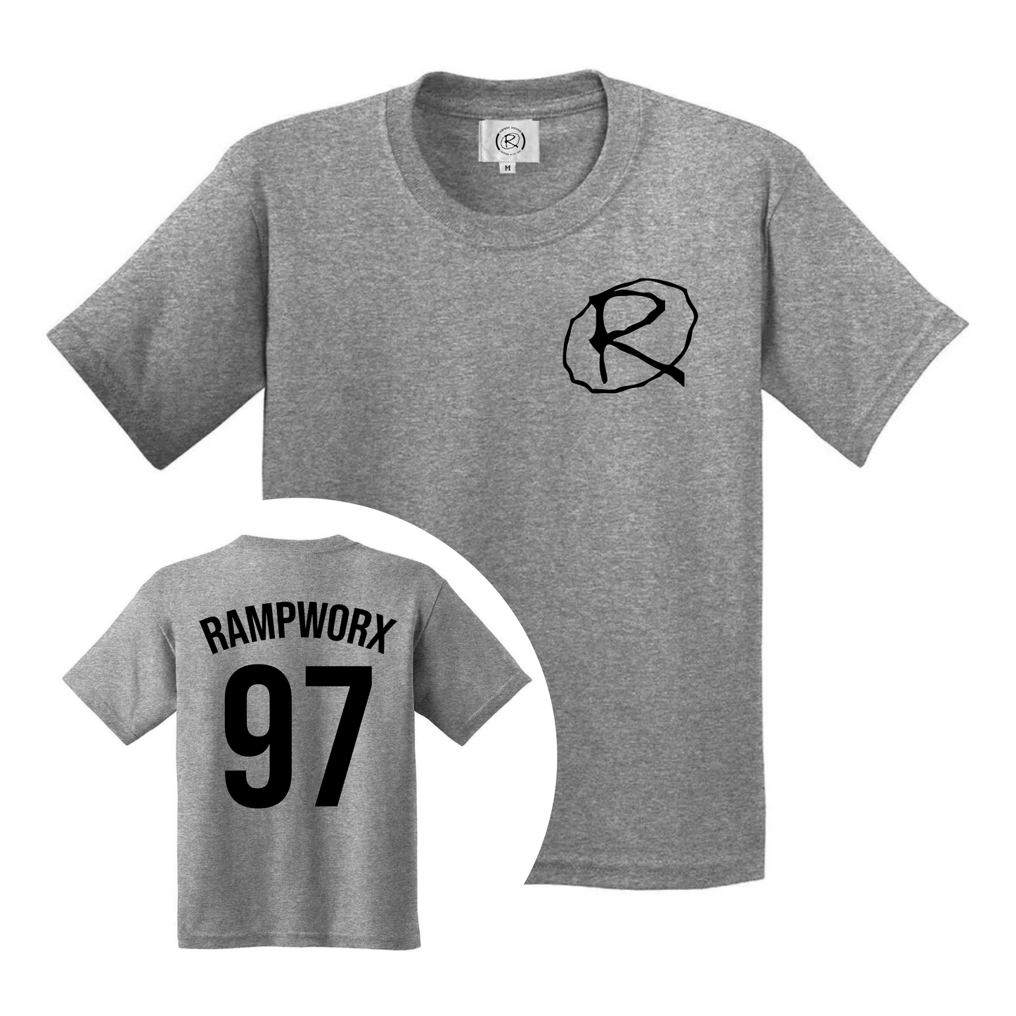 Rampworx '97' Youth T-Shirt, Grey/Black Clothing Rampworx Skatepark