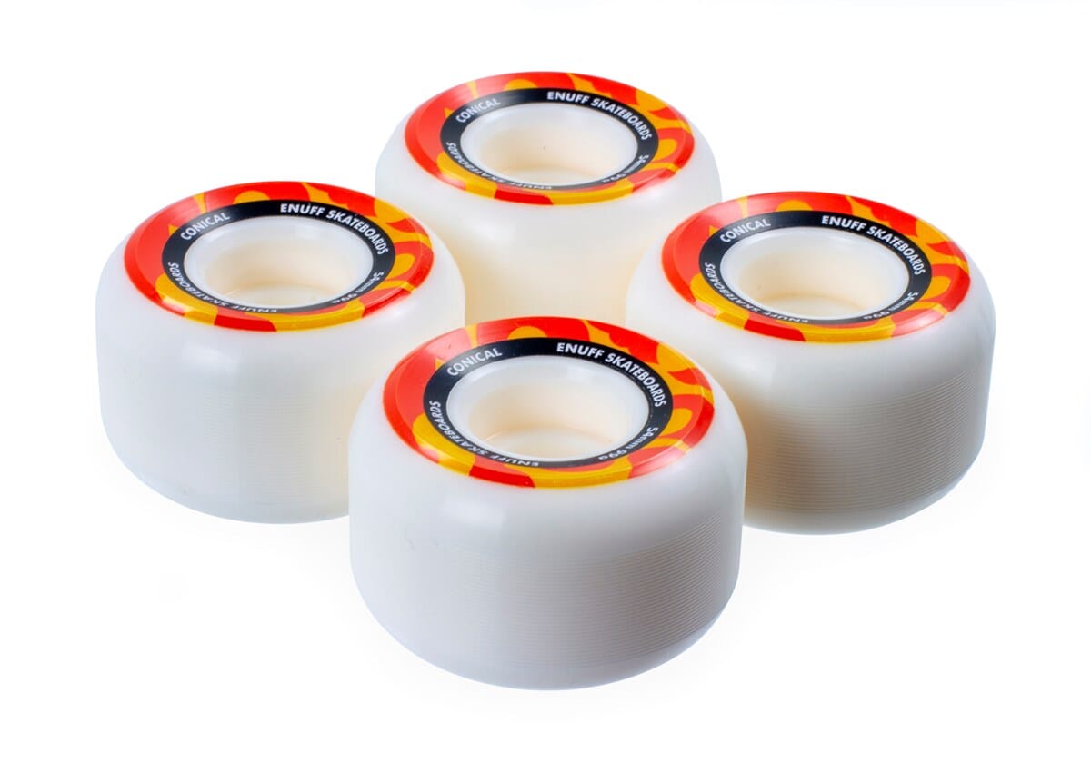 Enuff Conical Skateboard Wheels 54mm, White/Orange (4-Pack) Skateboard Wheels Enuff