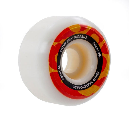 Enuff Conical Skateboard Wheels 54mm, White/Orange (4-Pack) Skateboard Wheels Enuff