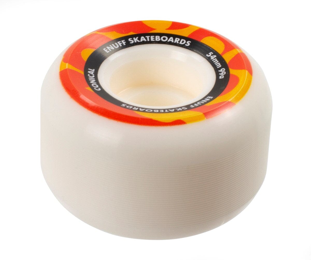 Enuff Conical Skateboard Wheels 54mm, White/Orange (4-Pack) Skateboard Wheels Enuff