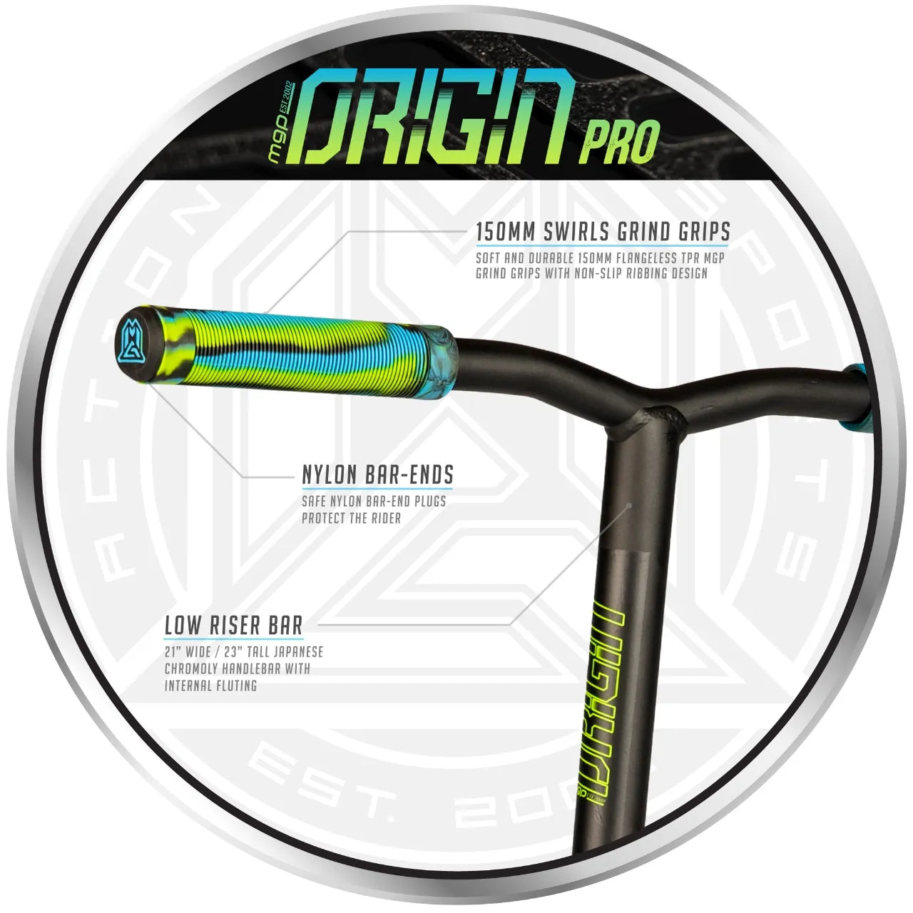 MGP VX Origin Pro 4.5" Complete Stunt Scooter, Blue/Lime Complete Scooters MADD Gear (MGP)