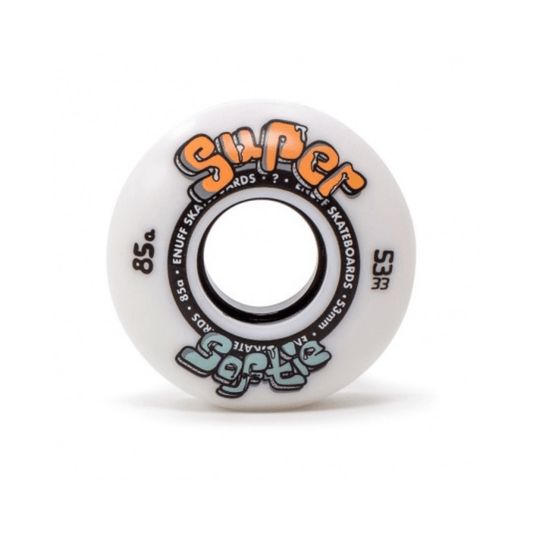 Enuff Super Softie Skateboard Wheels, White 53mm Skateboard Wheels Enuff