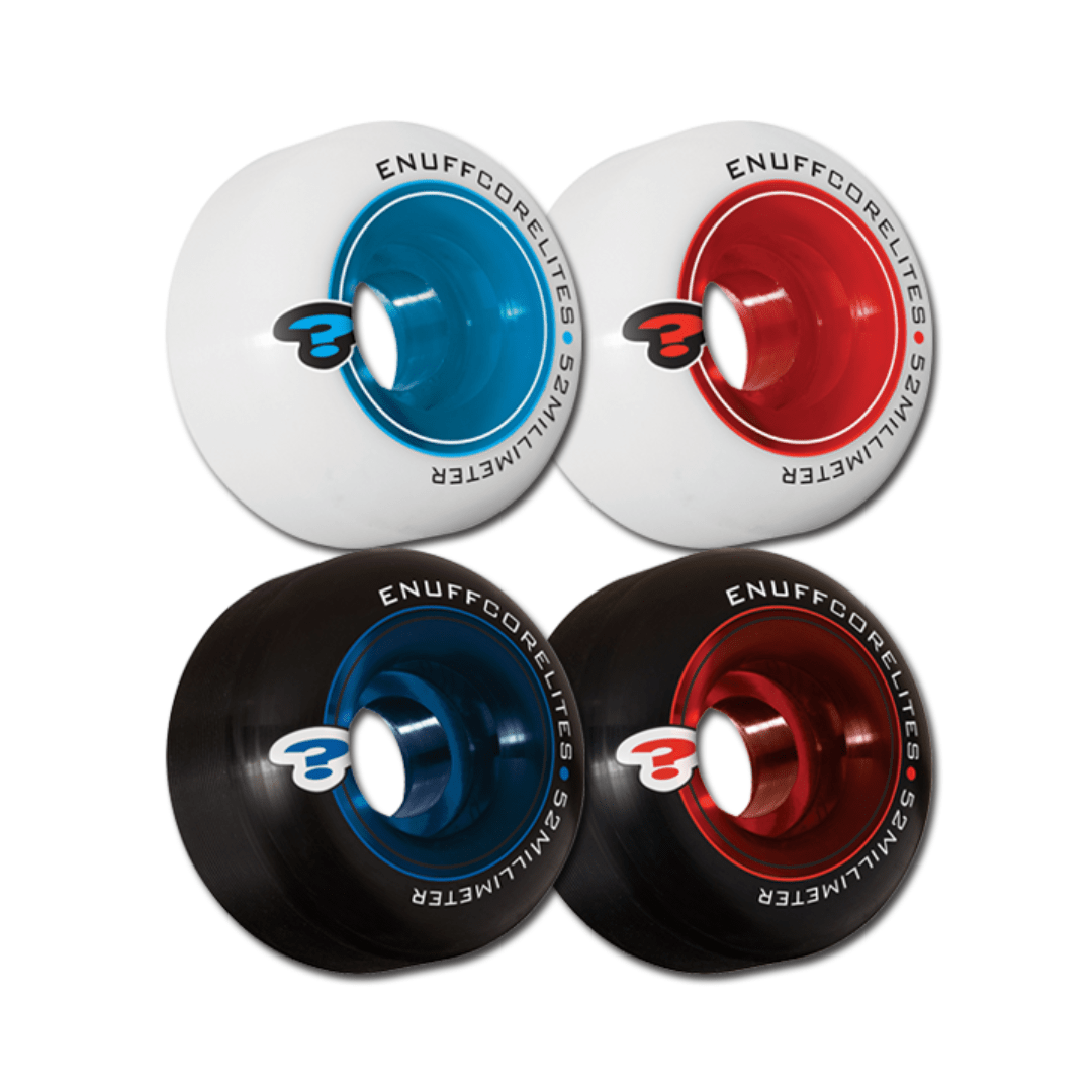 Enuff Corelites Skateboard Wheels, White/Red, 52mm Skateboard Wheels Enuff