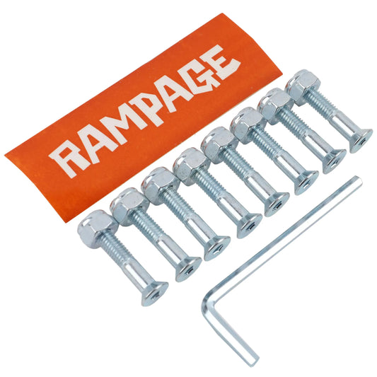 Rampage 1" Skateboard Truck Bolts, Silver Hardware Bolts Rampage
