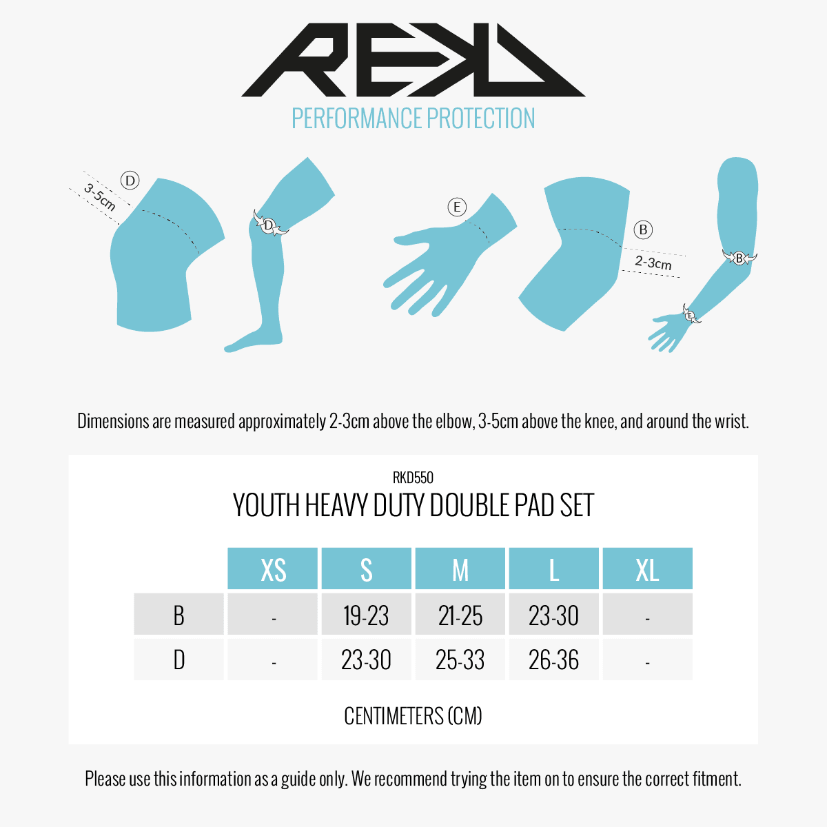 Rekd Youth Heavy Duty Double Pad Set, Black/Blue Protection REKD