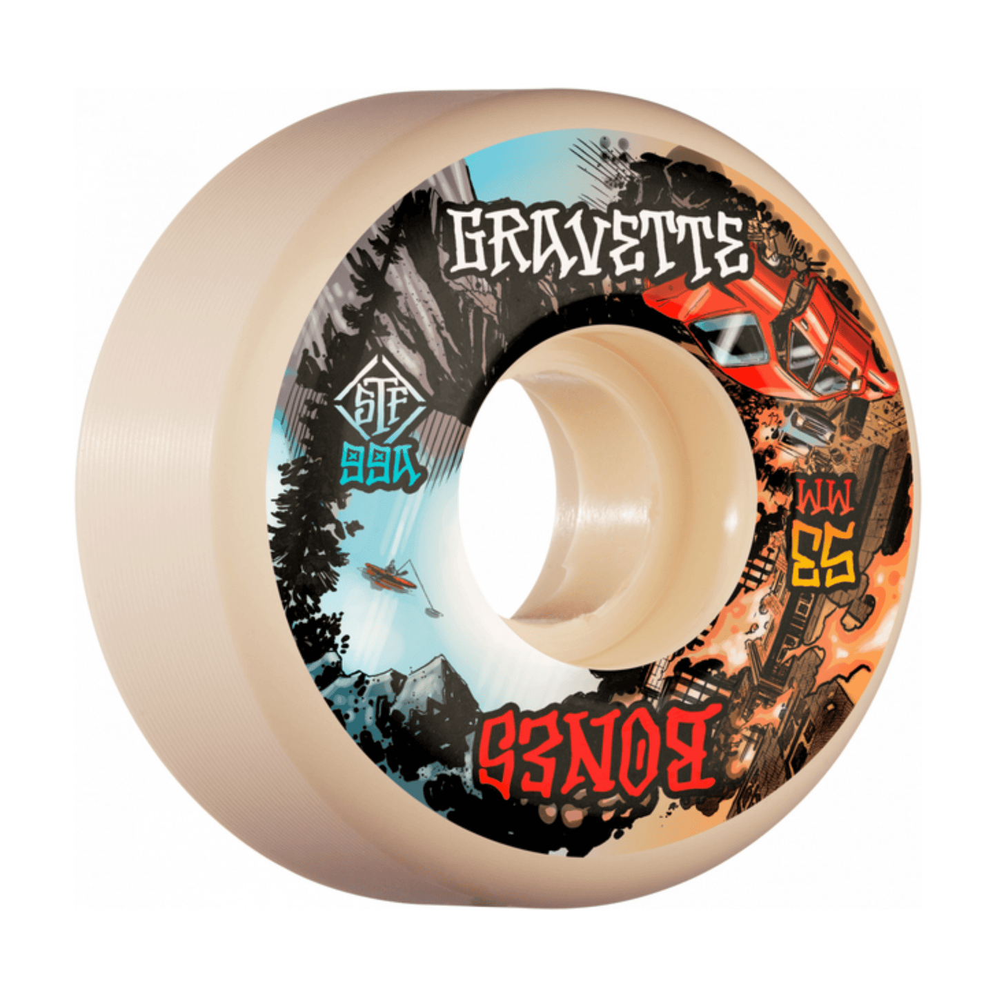 Bones Gravette Heaven and Hell 99A V2 Locks STF Skateboard Wheels, 53mm Skateboard Wheels Bones