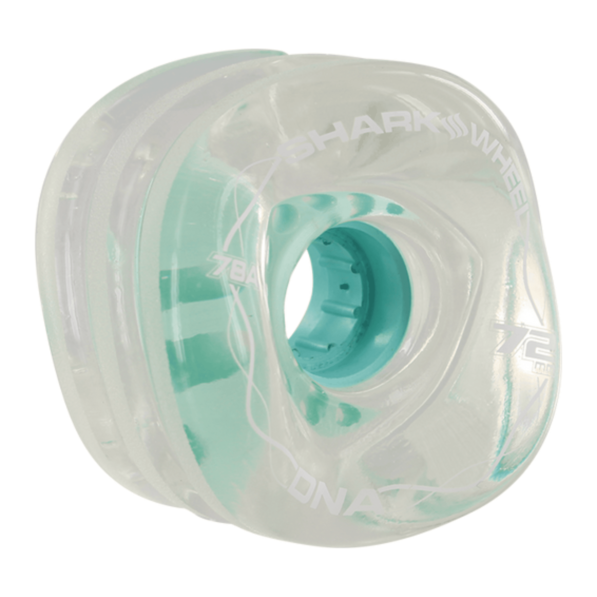 Shark DNA Formula Longboard Wheels 72mm, Clear with Mint Hub Skateboard Wheels Shark