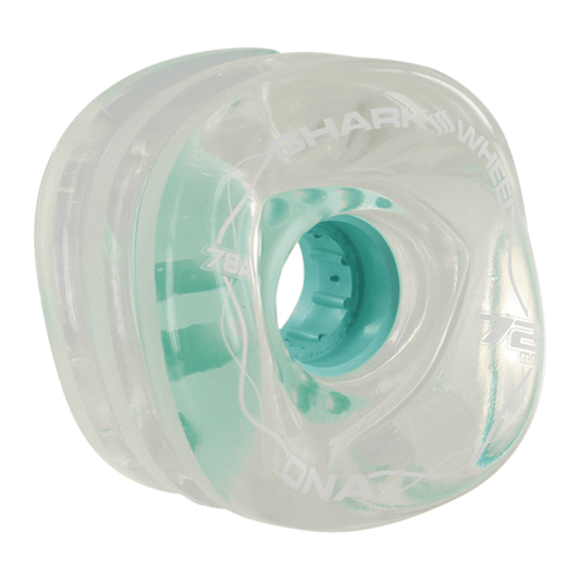 Shark DNA Formula Longboard Wheels 72mm, Clear with Mint Hub Skateboard Wheels Shark
