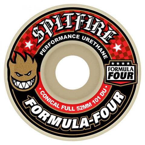 Spirtfire Formula Four Conical Full 101DU Skateboard Wheels, Red