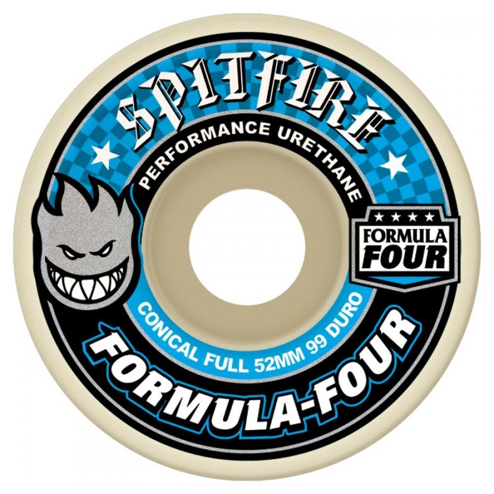 Spirtfire Formula Four Conical Full 99DU Skateboard Wheels, Blue Skateboard Wheels spitfire 52mm