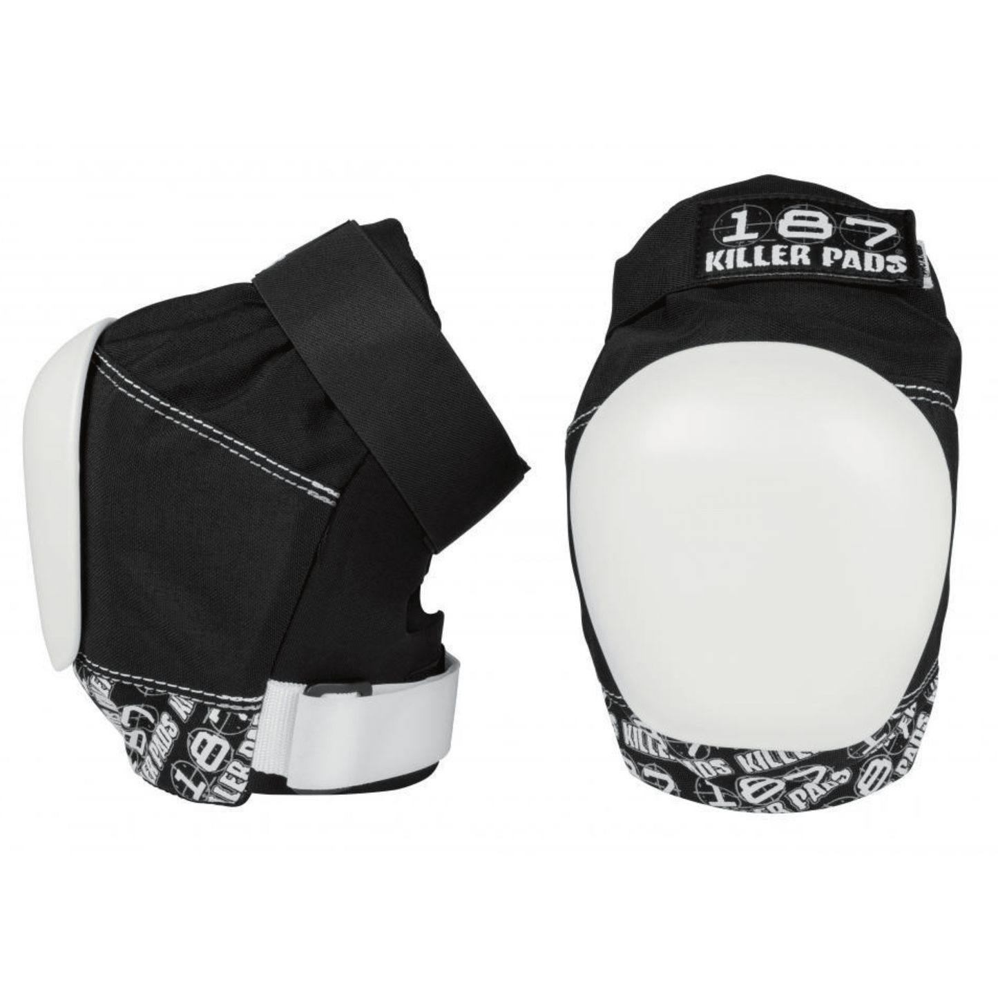 187 Killer Pads Pro Knee Pads, Black/White Protection 187