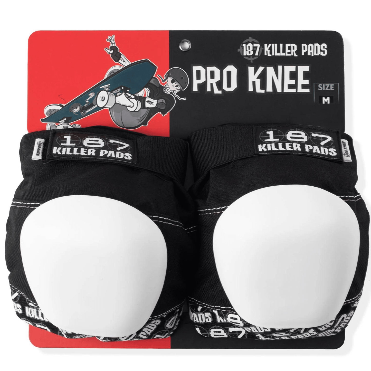 187 Killer Pads Pro Knee Pads, Black/White Protection 187
