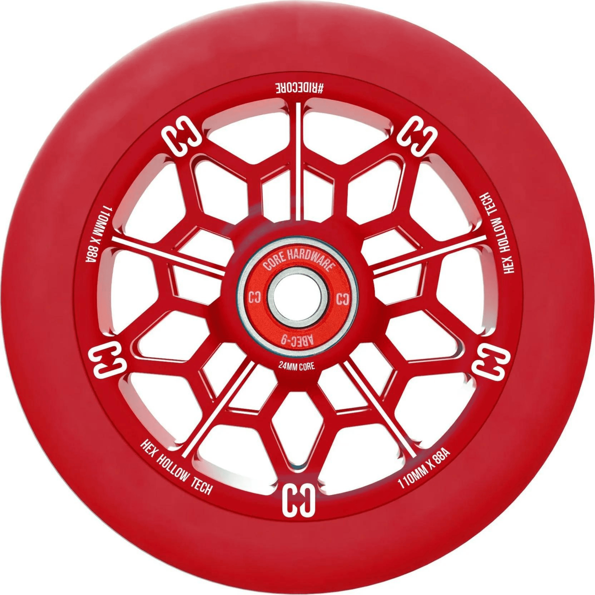 CORE Hex Hollow Scooter Wheel 110mm – Red Scooter Wheels CORE