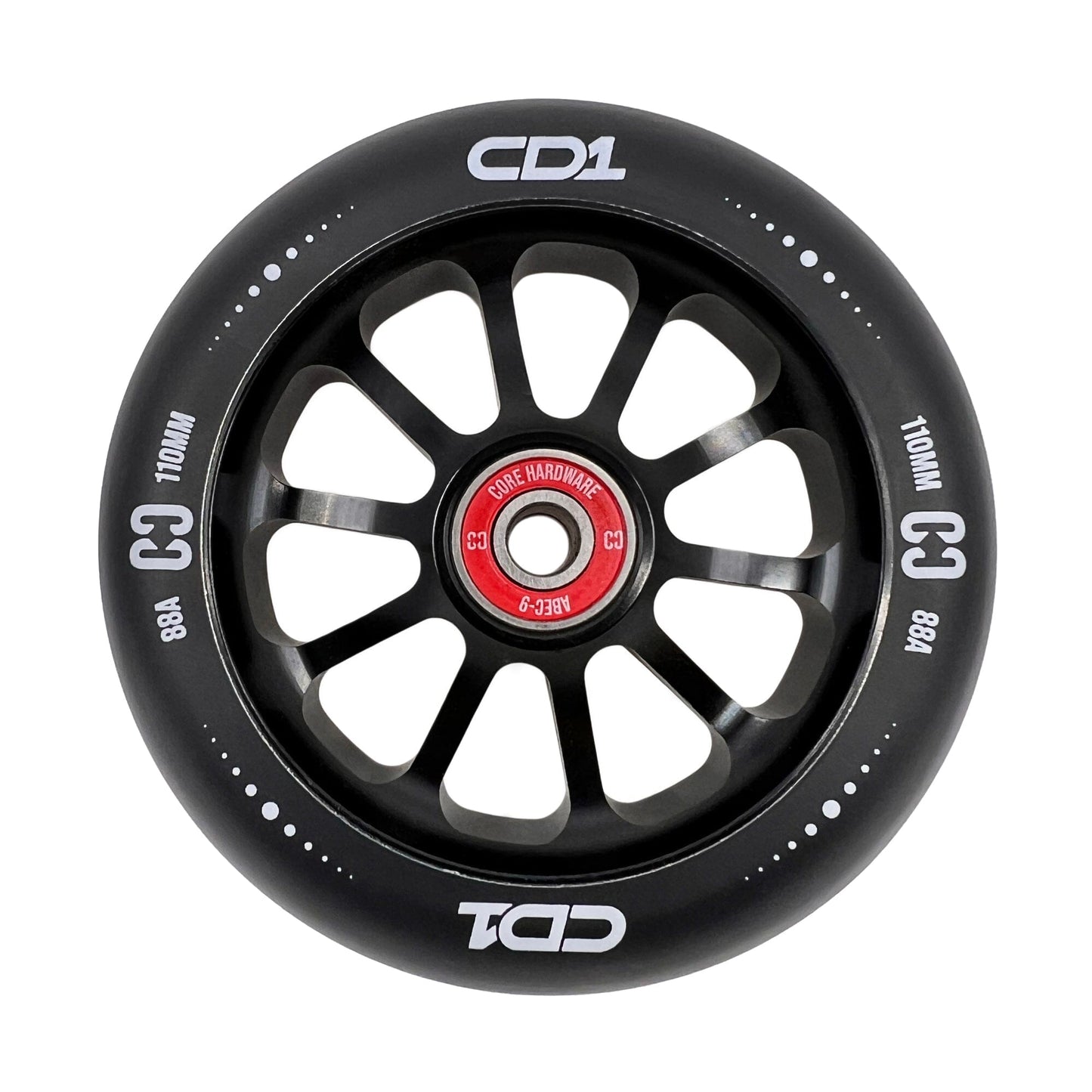 CORE CD1 Spoked Stunt Scooter Wheel 110mm - Black/Black Scooter Wheels CORE