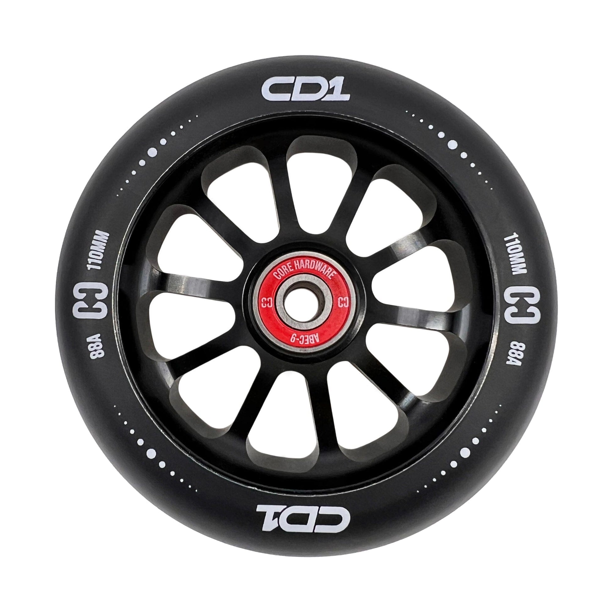 CORE CD1 Spoked Stunt Scooter Wheel 110mm - Black/Black Scooter Wheels CORE