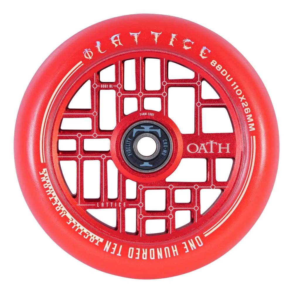 Oath Lattice Scooter Wheels (Pair) - 110mm Scooter Wheels Oath Red