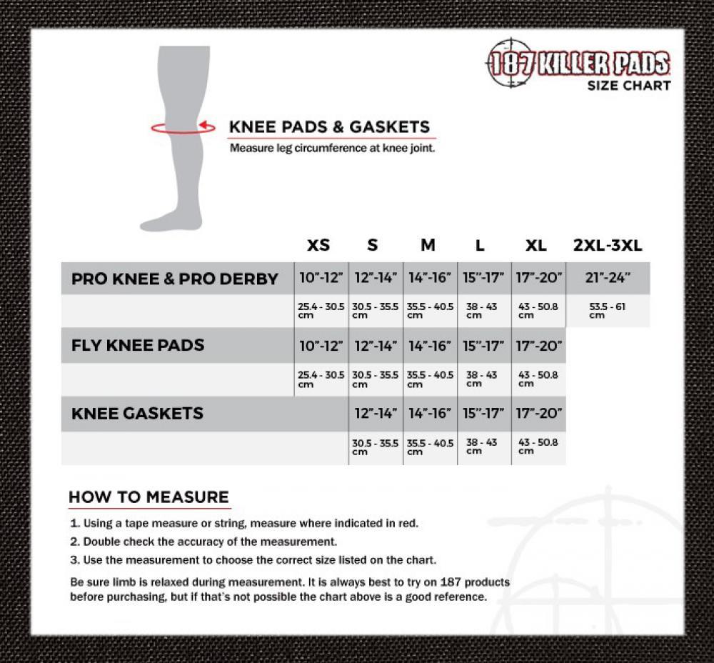 187 Killer Pads Adult Knee Gaskets, Black Protection 187