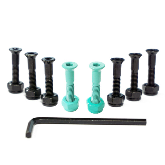 CORE Skateboarding Truck Mounting Hardware Bolts 1" - Teal Skateboard CORE
