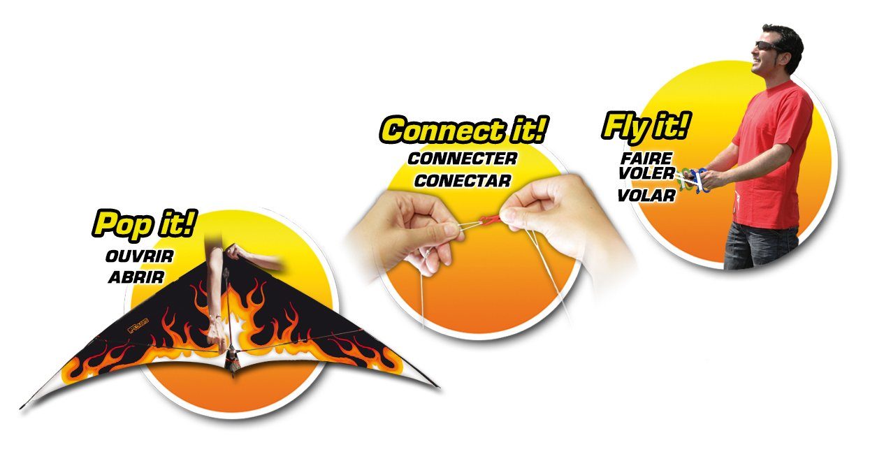 EOLO PopUp Kite Stunt 160cm Flame Kite Kites Eolo