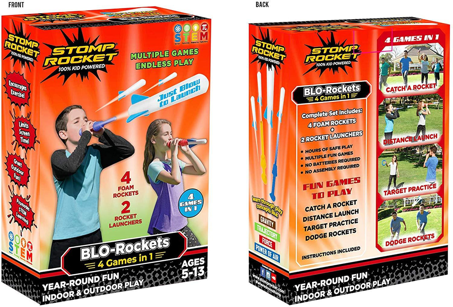 Stomp Rocket BLO - Rockets Glow in the Dark Kit, Indoor/Outdoor Use Accessories Stomp
