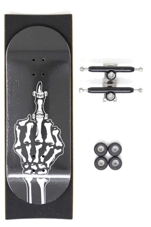 Skull F**K YOU Black Edition Pro Complete Wooden Complete Fingerboard (34mm) (Skull Pro Trucks - Single Axle - 6 Locknuts) Accessories Skull Fingerboards
