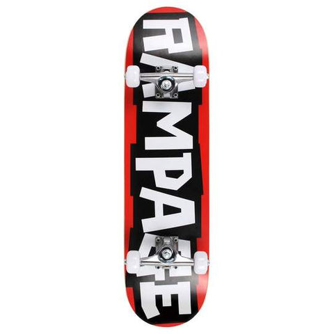 Rampage Block Logo Complete Skateboard, Black/Red