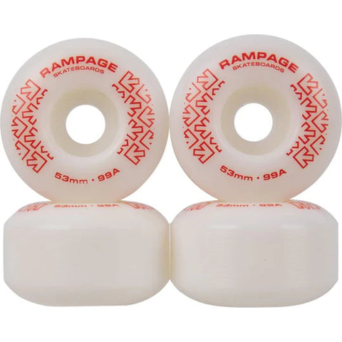 Rampage Skateboard Wheels 99A - 53 x 31mm, White/Red