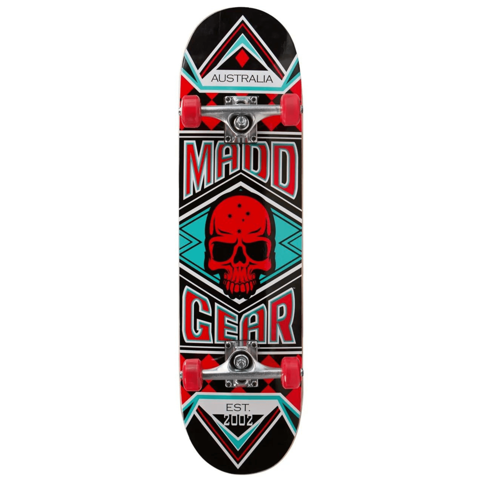 Madd Gear Pro Jest Complete Skateboard, Red/Turquoise Complete Skateboards MADD Gear (MGP) 