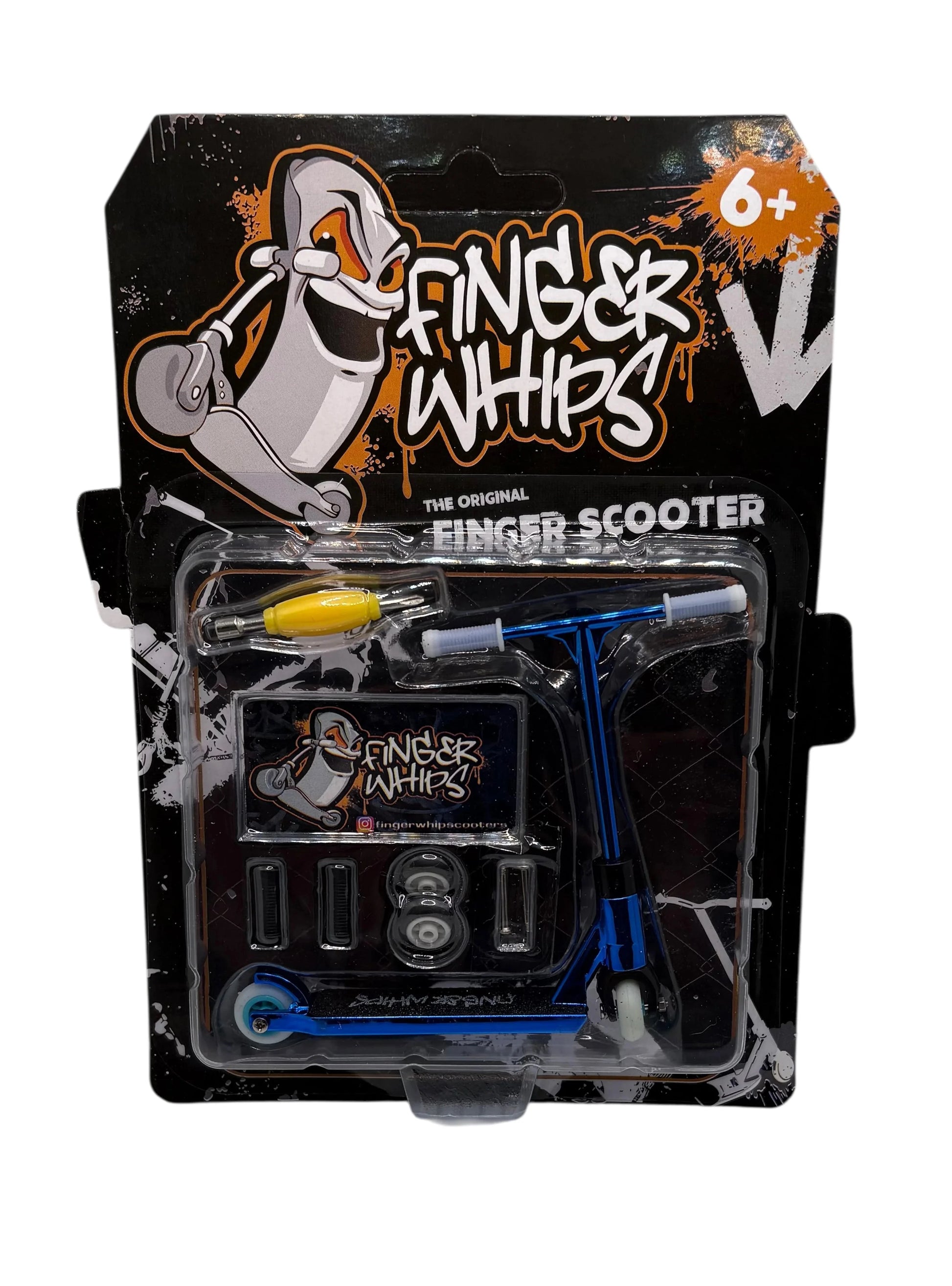 Finger Whips Finger Scooter, Blue Chrome Accessories Finger Whips 