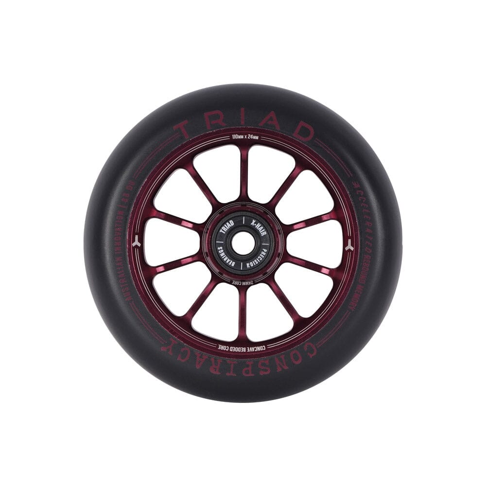 Triad Conspiracy Scooter Wheels 110mm (Pair), Ano Red Scooter Parts Triad 