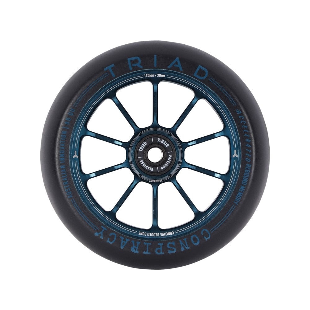 Triad Conspiracy Scooter Wheels 120mm x 30mm (Pair), Ano Blue Scooter Parts Triad 