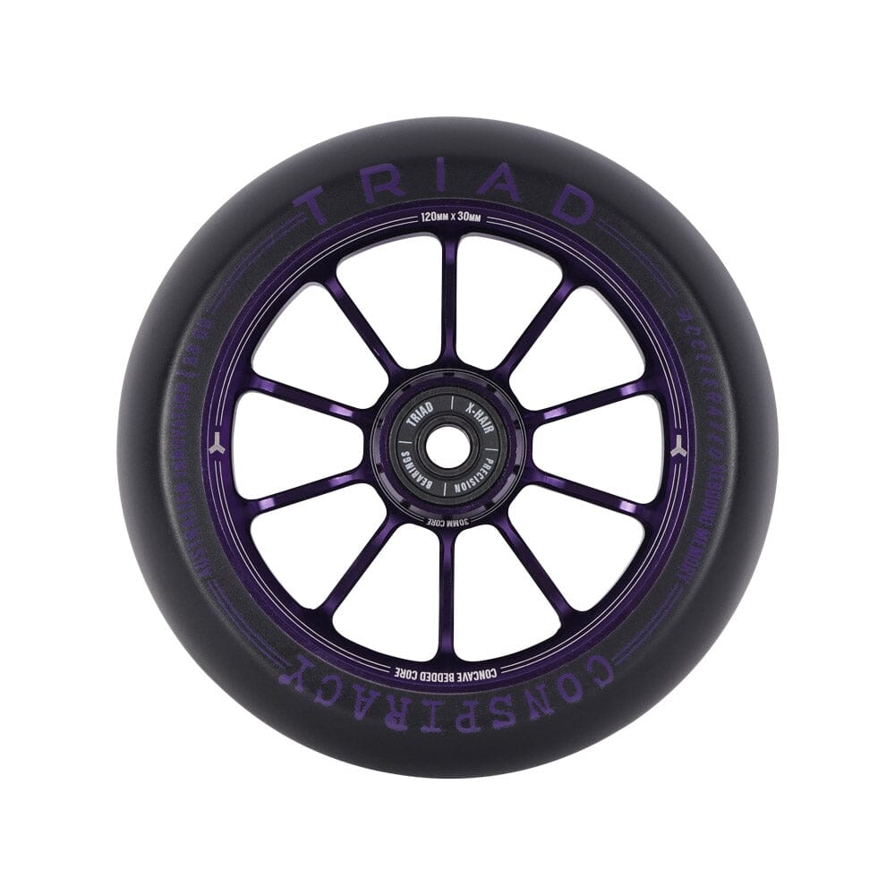 Triad Conspiracy Scooter Wheels 120mm x 30mm (Pair), Ano Purple Scooter Parts Triad 