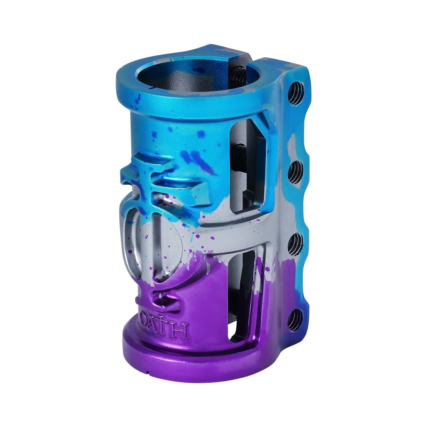 Oath Cage V2 SCS 4 Bolt Scooter Clamp, Purple/Blue/Titanium Scooter Clamps Oath 