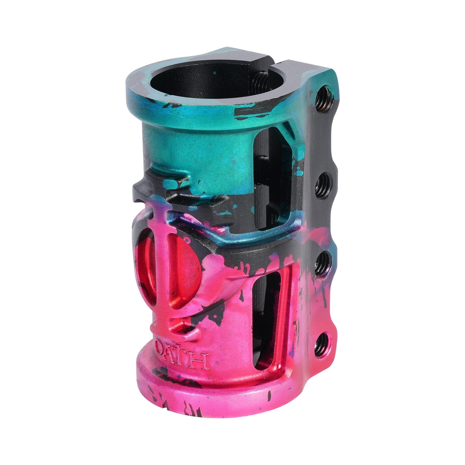 Oath Cage V2 SCS 4 Bolt Scooter Clamp, Green/Pink/Black Scooter Clamps Oath 