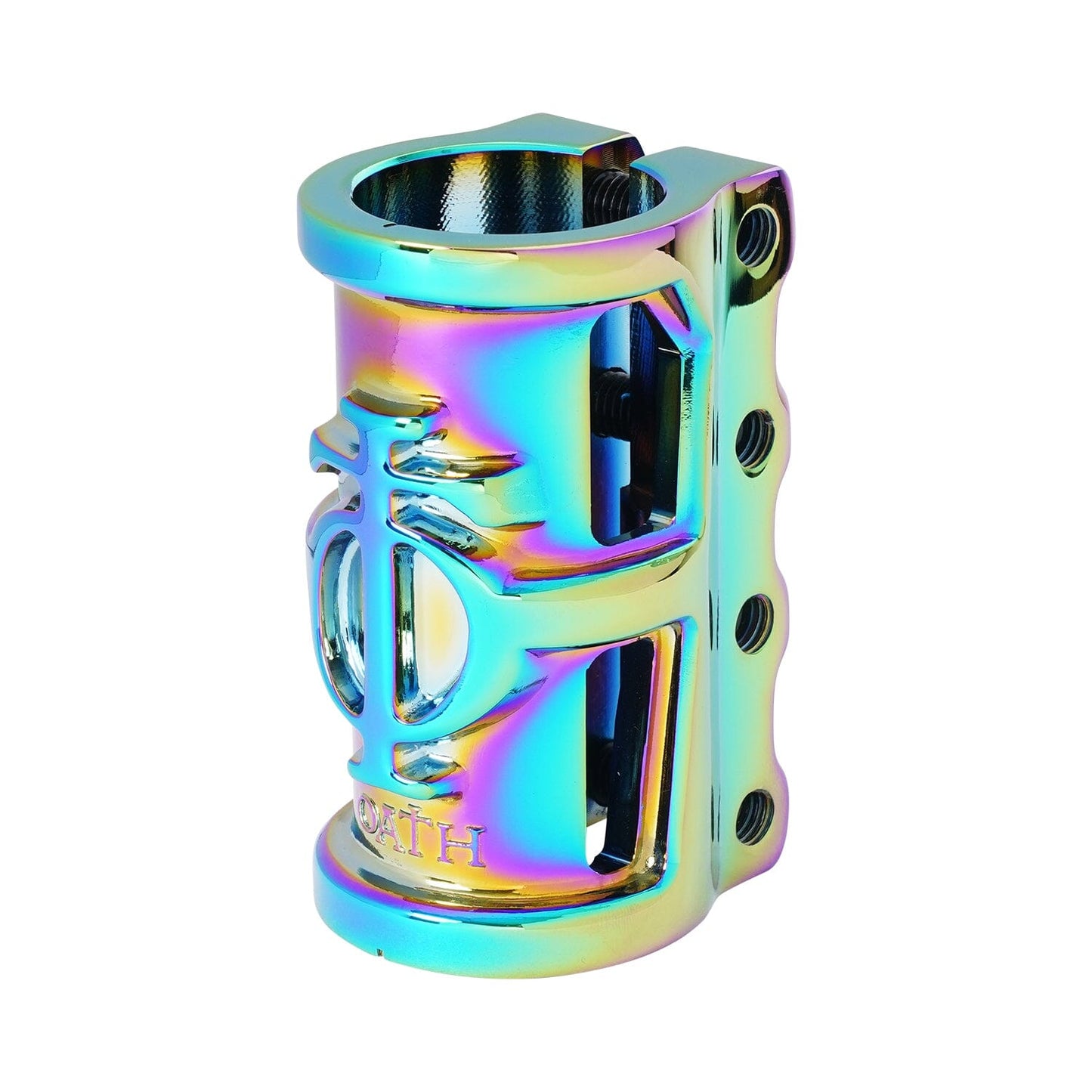 Oath Cage V2 SCS 4 Bolt Scooter Clamp, Neo Chrome Scooter Clamps Oath 