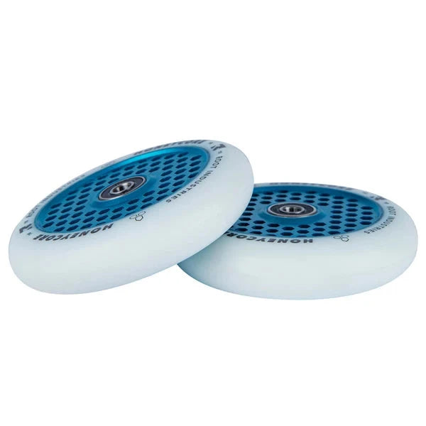 Root Industries HoneyCore 110mm Stunt Scooter Wheels - White/Blue Scooter Wheels Root Industries 