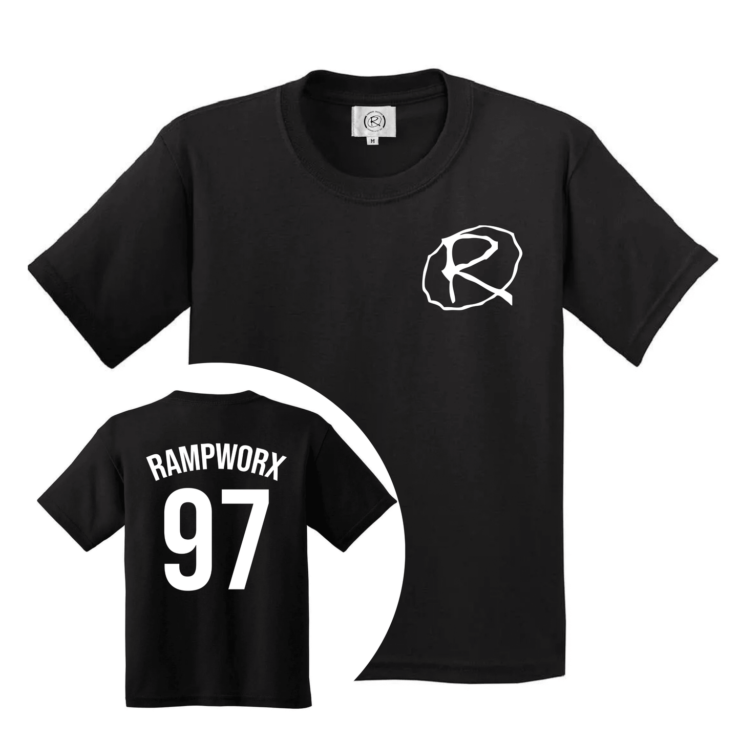 Rampworx '97' Youth T-Shirt, Black/White Clothing Rampworx Skatepark 