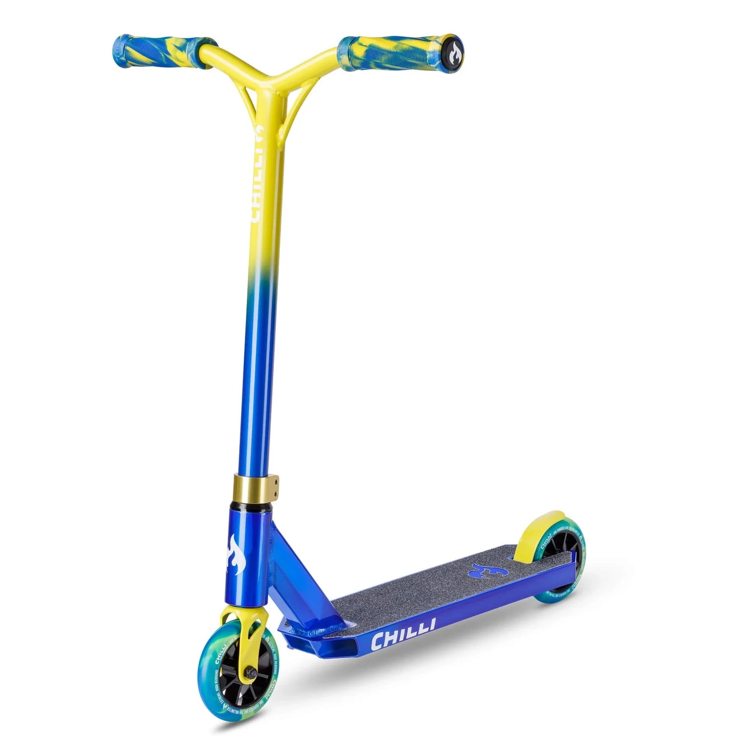 Chilli Base Jumpstart Complete Stunt Scooter, Blue/Yellow Complete Scooters Chilli 